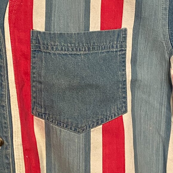 VISION I Ladies Retro Vintage Button-Up Striped Shirt Red,White&Blue Summer (M) - Picture 3 of 6